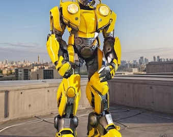 Robotic Yellow Mecha Costume, Wearable EVA Foam Armor Suit for Adults, a Voice FX costume | Futuristic Cosplay for Halloween & Events