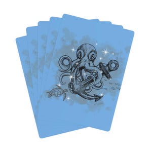Jogo de Poker Marítimo - Cartas de Poker com Design Kraken - Jogo de Cartas Presente para Marinheiros, Entusiastas de Esportes Aquáticos e Todos Aqueles que Amam o Mar