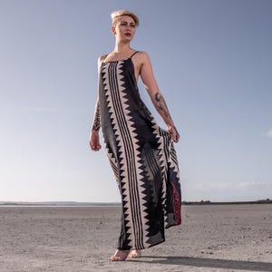 Tribal Block Print Dress, Boho Summer dress, Loose maxi dress, Open back dress, Free size, Goddess dress Flowy