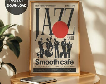 Retro Jazz Club Art Print: Jazz Night Band Poster (Digital Download)