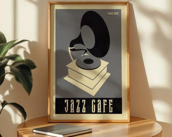 Jazz Club poster | Minimalist jazz music poster | Vintage wall art | Wall decor living room or studio | Jazz Club I Jazz Cafe - Gramophone