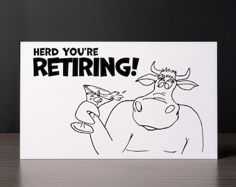 Funny Retirement Card for Coworker – Printable Card Digital Download – “Herd You're Retiring”