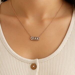 Stainless Steel Necklace with Rectangular Pendant and Crystals