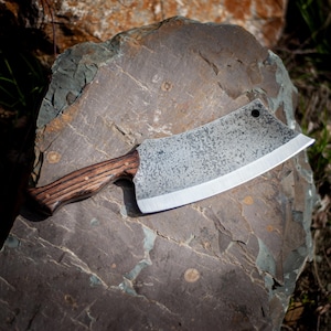 Heavy Duty Meat Cleaver | Handcrafted Butcher Knife Full Tang | Outdoor BBQ Chopper | Rustic Kitchen Cleaver | Unique Chef Gift