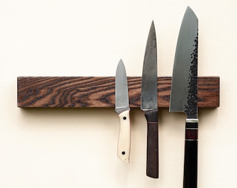 Handmade Oak Magnetic Knife Holder: Wall Mounted Kitchen Storage
