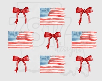 Bow Flag PNG, Coquette 4th of July Png, America Png, Fourth of July PNG ...