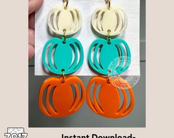 Pumpkin Earrings SVG | Layered Fall Earrings File | Halloween Jewelry | Glowforge Laser Cut Acrylic Wood Digital Download