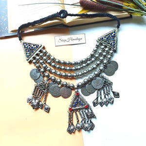 Vintage Kashmiri Coin Necklace: Afghan Tribal Pendant Choker