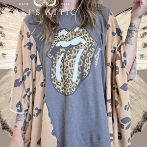 Koszulka-tunika z nadrukiem w panterkę Rolling Stones