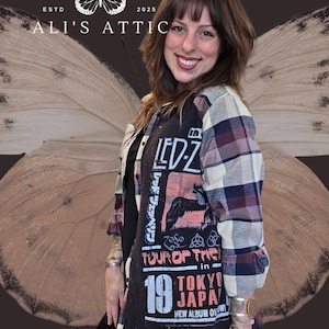 Led Zeppelin Flannel Tee Upcycle