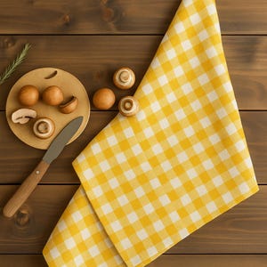 Serviettes en coton Vichy, Torchon de cuisine naturel, Serviette rustique, Serviettes de taille personnalisée, Respectueux de l&#39;environnement et disponible pour la salle à manger, 9 options différentes