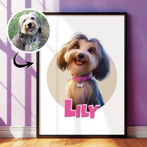 Ritratto personalizzato di un animale domestico / Regalo stampabile per gli amanti dei cani / Ritratto personalizzato di un cane / Regalo per la mamma di un cane / Ritratto di un cartone animato da una foto / Memoriale per animali domestici