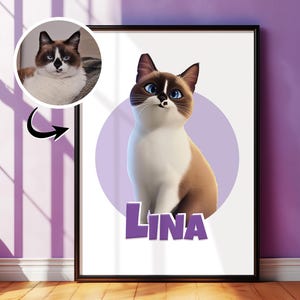 Ritratto personalizzato di un animale domestico / Regalo stampabile per gli amanti dei gatti / Ritratto di un gatto personalizzato / Regalo per la mamma di un gatto / Ritratto di un cartone animato da una foto / Memoriale per animali domestici