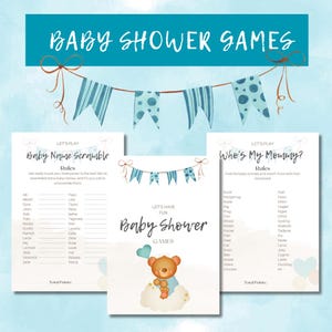 Printable Baby Shower Games Bundle, 8 Fun Games with Prediction and Well Wishes, Instant Download PDF, Party Activity Pack