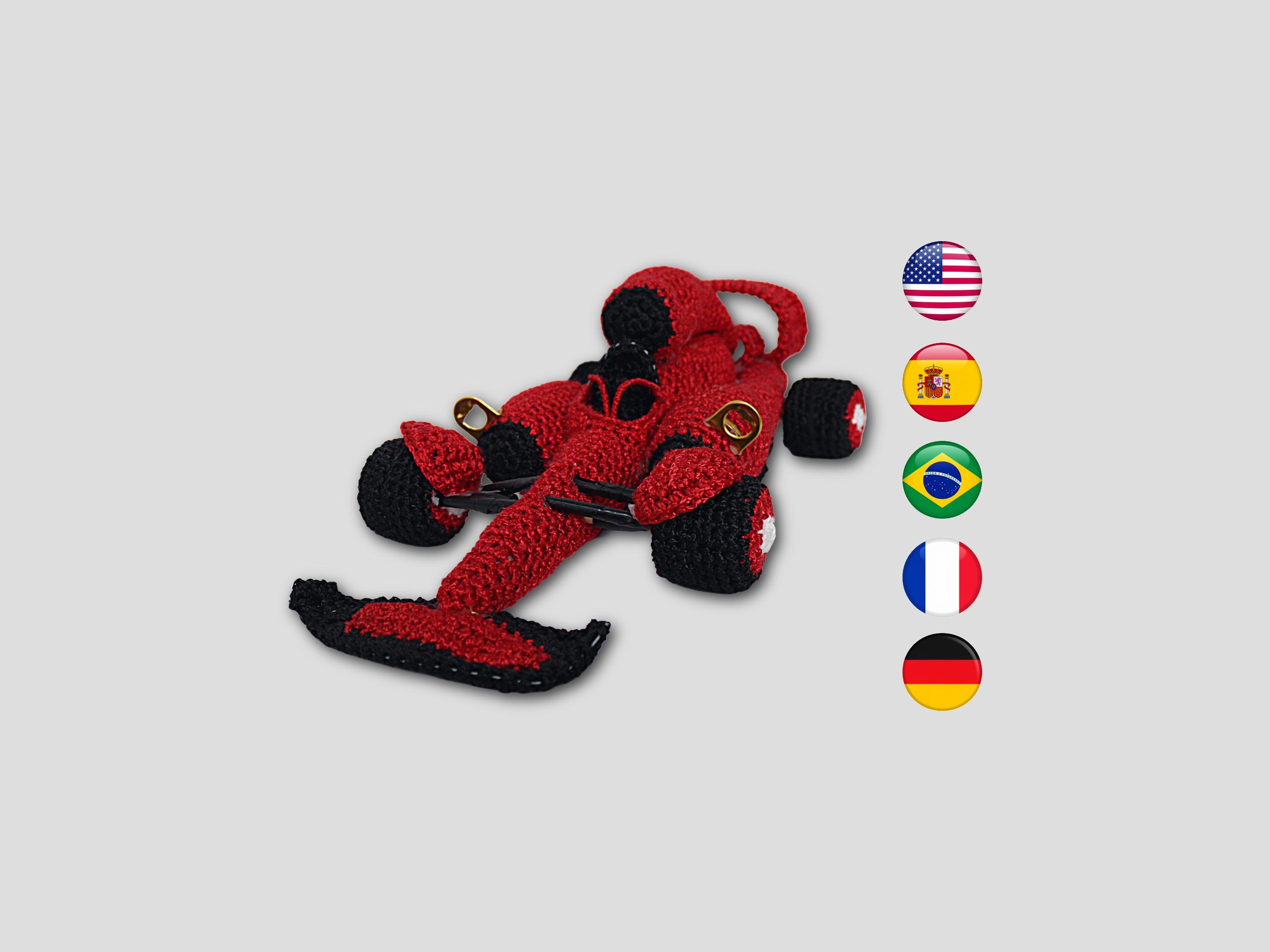 30 Crochet Car Patterns to Stitch Fun Vehicles, Classic Cars, and Cute Amigurumi Designs 23 Formula-Style Race Car Pattern