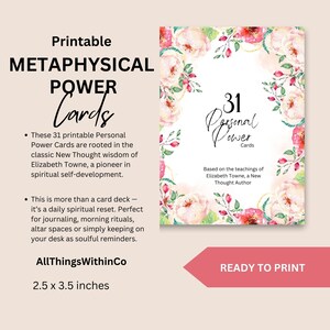 Baraja de oráculo imprimible, cartas metafísicas, baraja del Nuevo Pensamiento para la intuición, lecturas de tarot, guía espiritual, sabiduría interior, cartas de autodescubrimiento