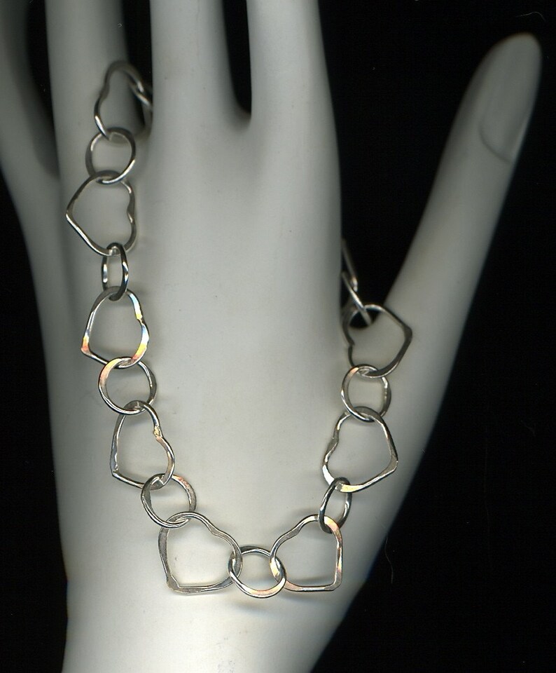 Heart Sterling Silver Love Bracelet Open Chain Link Hearts Etsy