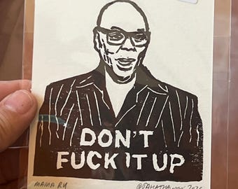 Mama Ru Linocut print