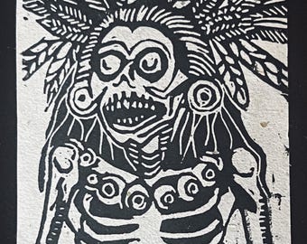 ACEO Mexico Mich linocut print