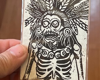 ACEO / ATC Mexico Mich linocut print
