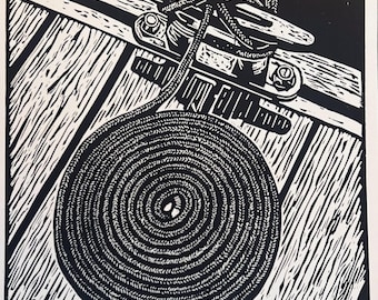 Cinnamon Roll Linocut print - Original Nautical Art