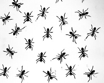 Custom Ants Linocut Print