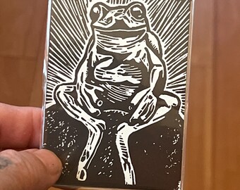 ACEO / ATC Frumpy Dumpy Frog linocut print
