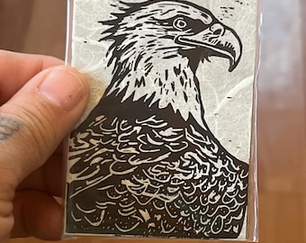 ACEO / ATC Regal Eagle linocut print