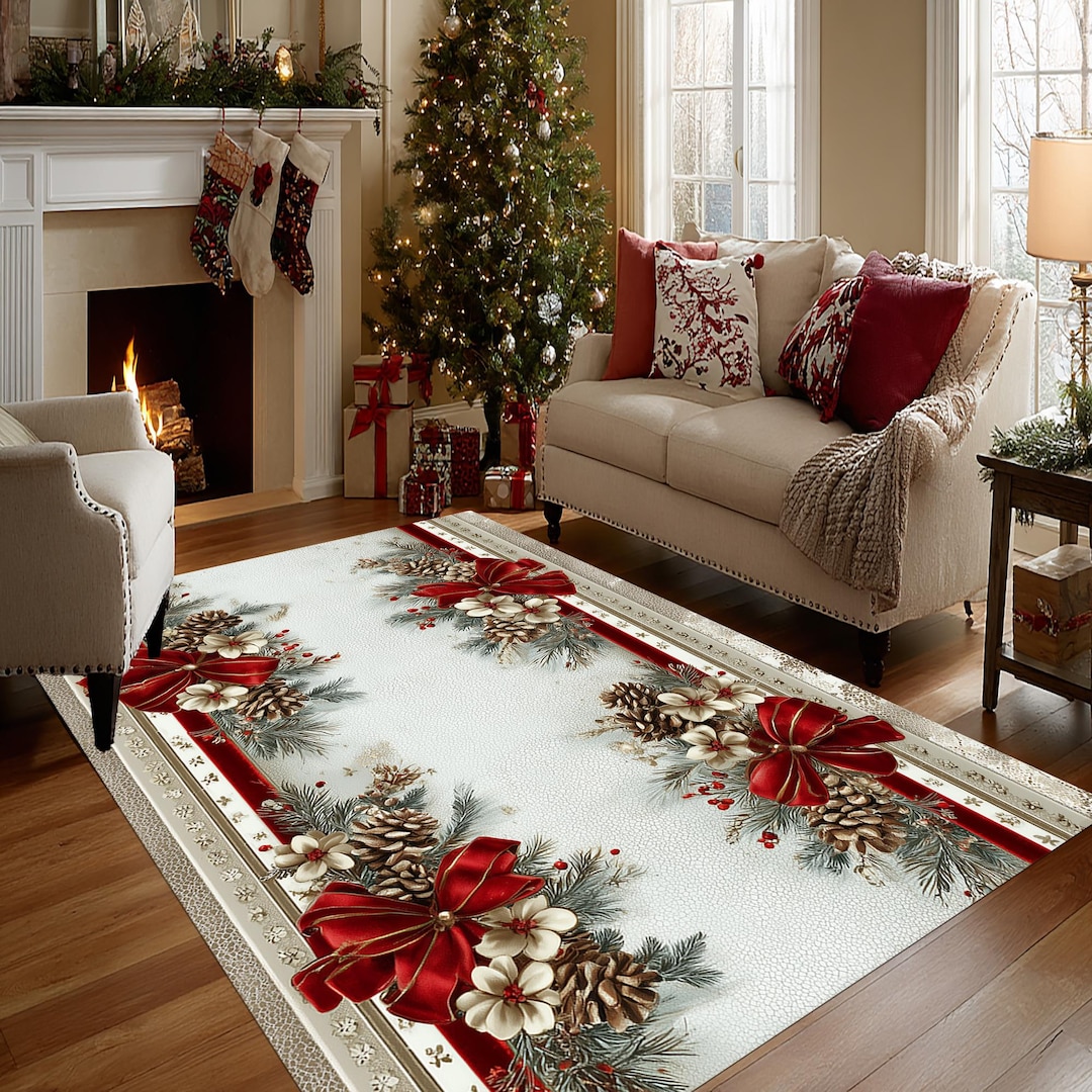Fancy Christmas Rug, Merry Christmas Rug, Xmas Rug, Christmas Area Rug ...