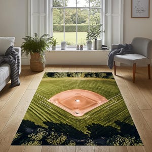 Baseball Field Rug, Sports Themed Rug, Baseball Gift Rug, Green Field Rug, Baseball Rug, Baseball Area Rug, Sports Rug, Teen Room Rug