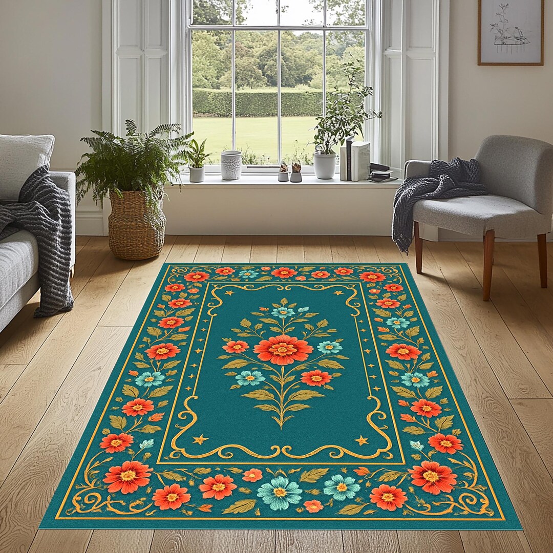 Traditional Floral Rug, Floral Area Rug, Traditional Rug, Flower ...
