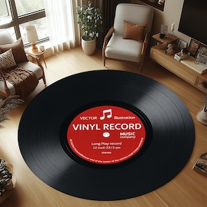 Record Rug, Round Record Rug, Record Area Rug, Music Room Rug, Round Music Rug, Music Area Rug, Record Themed Rug, Record Decor, Music Rug