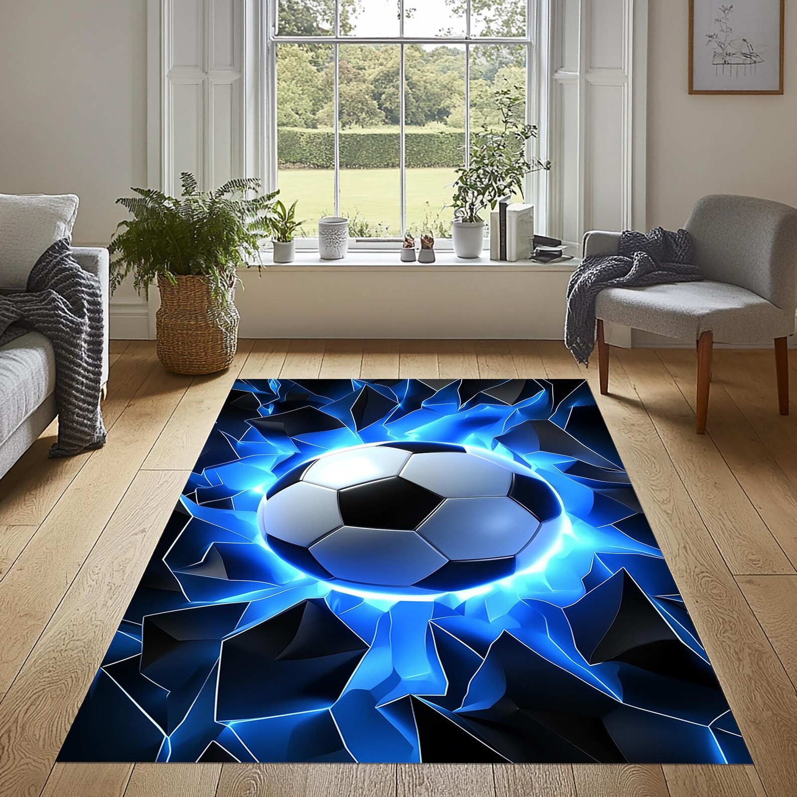Pink Football Rug Soccer Ball Rug, Neon Look Football Ball Rug, Football Ball Rug ...
