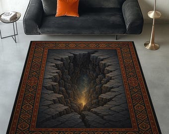 3D Crack Illusion Rug, Optical Design Carpet