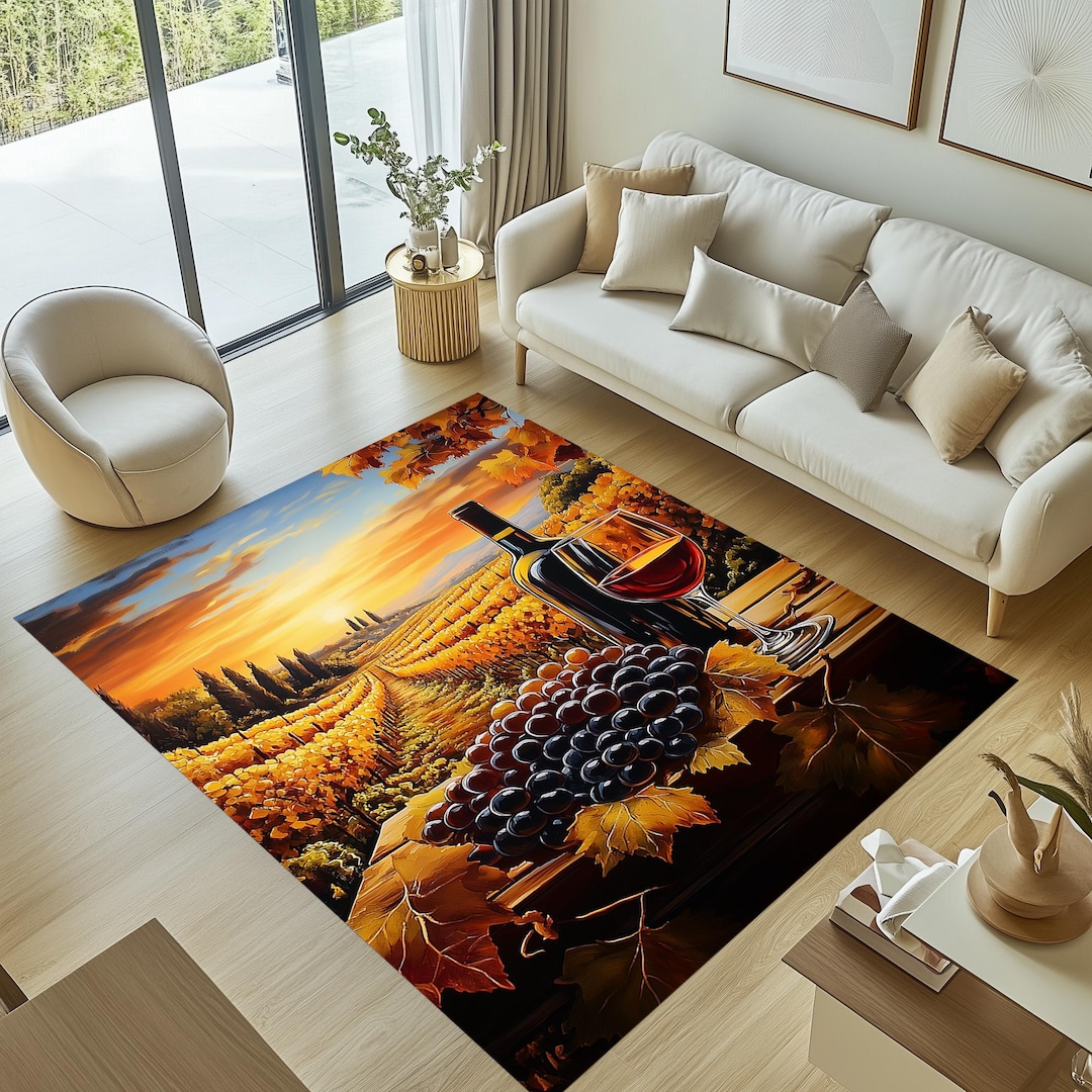 Wine Rug, Wine and Grapes Rug, Farmhouse Rug, Wine Themed Rug, Wine ...