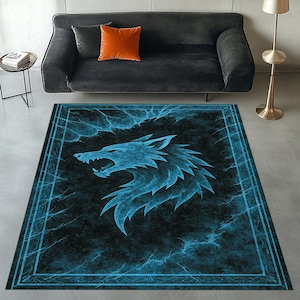 Vikings Rug, Wolf Area Rug, Norse God Viking Rug, Fenrir Wolf Rug, Viking Wolf Rug, Wolf Rug, Viking Themed Rug, Wolf Pattern Rug