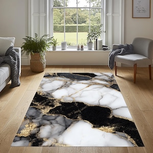Tapis en marbre noir et blanc, Carpette en marbre, Tapis effet marbre, Tapis en marbre, Tapis design marbre, Tapis texturé en marbre, Tapis en marbre doré