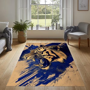 Tiger Patterned Rug, Tiger Area Rug, Tiger Themed Rug, Tiger Decor Rug, Big Cat Rug, Tiger Rug, Animal Rug, Tiger Design Rug, Wildlife Rug