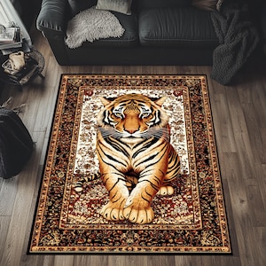 Traditional Tiger Rug, Tiger Area Rug, Persian Style Tiger Rug, Tiger Rug, Traditional Area Rug, Tiger Pattern Rug, Oriental Tiger Rug