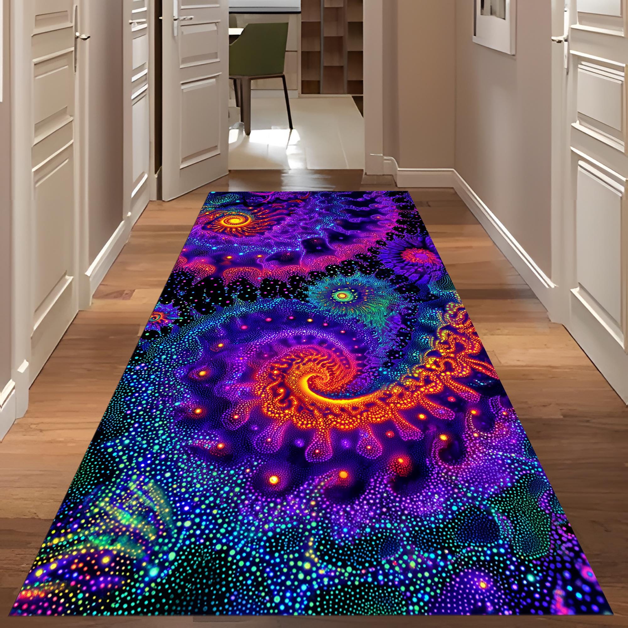 Tapis psychédélique, tapis de course coloré, tapis d'aspect néon, tapis de course néon, tapis de course psychédélique, tapis trippy, tapis de course s
