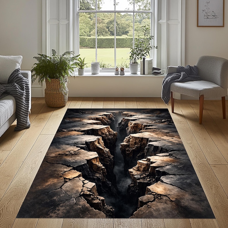 Creak Pattern Rug Huge Crack Rug, 3D Look Rug, 3D Crack Rug, Optical Illusion Rug, 3D ...