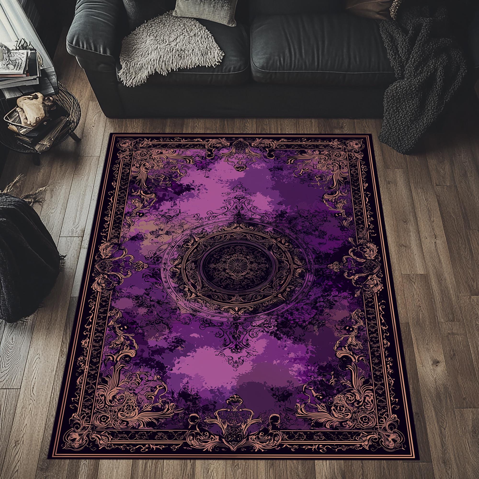 Purple Ornate Area Rug, Gothic Oriental Pattern - Etsy