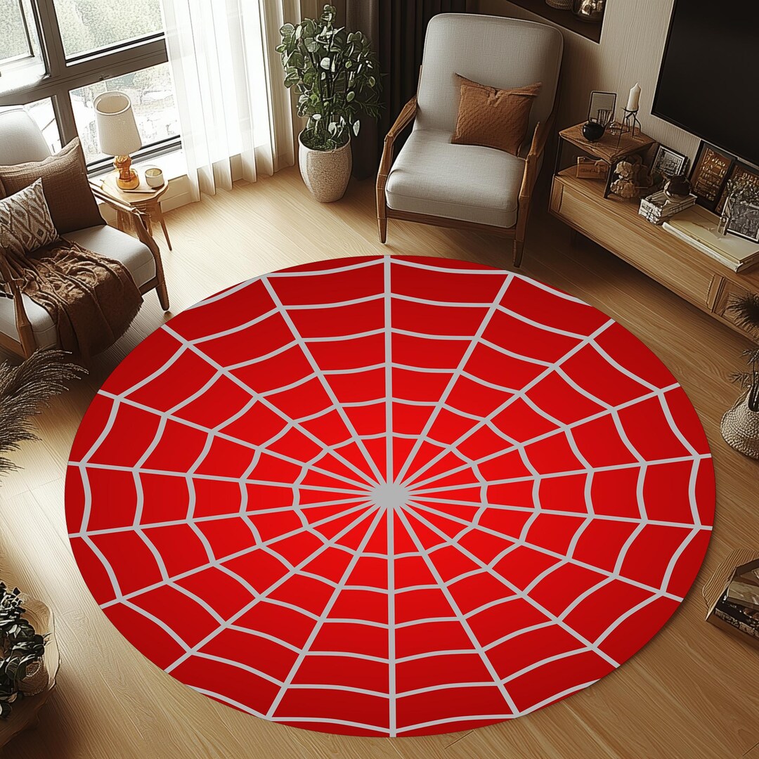 Spider Web Rug, Spiderman Round Rug, Teen Room Rug, Spider Web Round ...