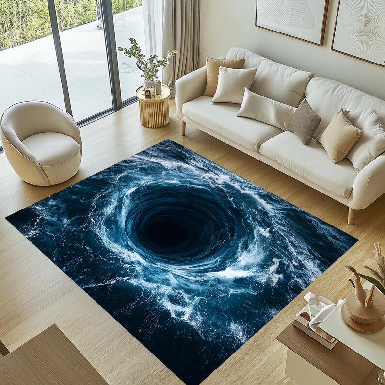Ocean Vortex Area Rug, 3D Effect, Stormy Sea Design - Etsy