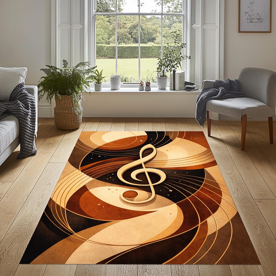 Abstract Music Note Rug, Treble Clef Rug, Music Rug, Music Note Rug ...