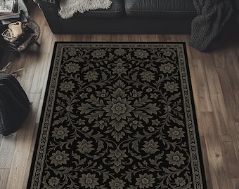 Gothic Floral Area Rug, Dark Academia Decor