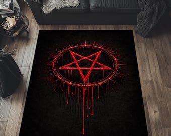 Carpette gothique pentagramme, décor velours