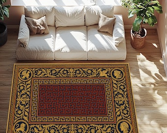 Mythological Greek Key Rug, Ancient Design
