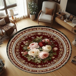 Zeichenstil Blumenteppich, reich verzierter Blumenteppich, runder Teppich mit Blumenmuster, Teppich mit Blumenmuster, Blumenteppich