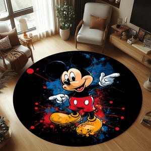 Mickey Mouse Rug, Kids Room Decor, Mickey Mouse Round Rug, Mickey Mouse Decor, Nursery Rug, Mickey Mouse Carpet, Gift for Kids, Cartoon Rug